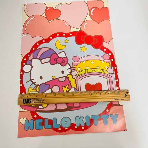hello kitty poster print pajamas ready for bed hearts wall art bedroom 11.5x16.5 - Picture 2 of 3